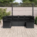 vidaXL Ensemble de canapé de jardin avec coussin 6 Pièces Noir Poly rotin