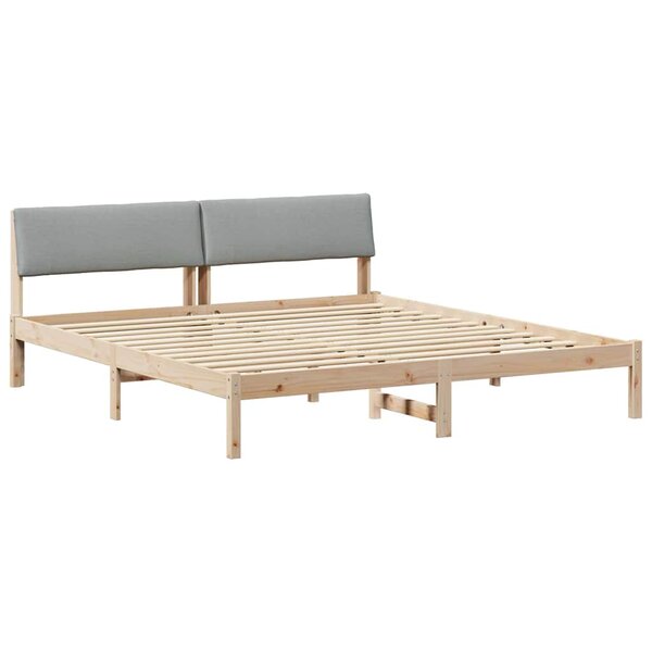 vidaXL Cadre de lit avec tête de lit Marron et gris clair 180 x 200 cm