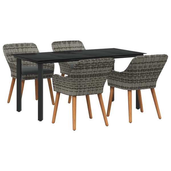 vidaXL Ensemble de salle à manger pour jardin 5 Pièces Gris polyrotin