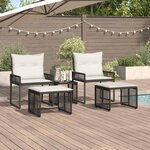 vidaXL Ensemble de meubles d'extérieur 11 Pièces Noir et blanc crème