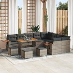 Ensemble de canapé de jardin vidaXL de 13 pièces avec coussins gris en poly rattan et acacia