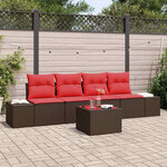 vidaXL Ensemble de canapé de jardin 5 Pièces Beige Rouge 55 x 55 x 37 cm