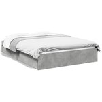 vidaXL Cadre de lit avec tiroirs sans matelas gris béton 140x190 cm