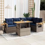 vidaXL Salon de jardin avec coussins 6 Pièces gris résine tressée acacia
