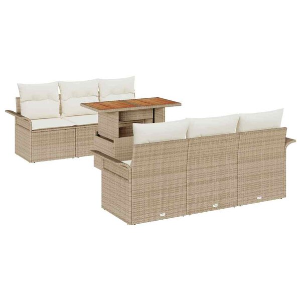 vidaXL Ensemble de canapé de jardin avec coussin 7 Pièces beige et crème