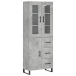 vidaXL Buffet haut Gris béton 69 5x34x180 cm Bois d'ingénierie
