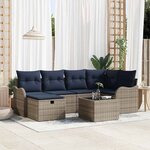 vidaXL Ensemble de canapé de jardin 7 Pièces Gris et marine polyrotin