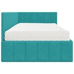 vidaXL Cadre de lit d'angle avec matelas Turquoise 90 x 190 cm Velours