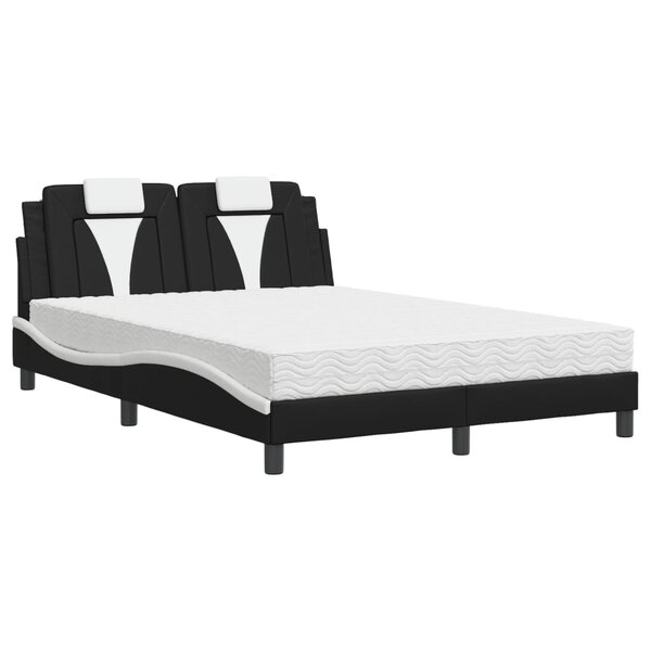 vidaXL Lit avec matelas noir et blanc 140x190 cm similicuir