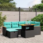 vidaXL Salon de jardin 7 Pièces avec coussins noir résine tressée