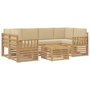 vidaXL Ensemble de canapés d'extérieur 7 pc Blanc et Beige Polyester