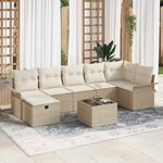vidaXL Ensemble de canapé de jardin 8 Pièces Beige Poly rotin