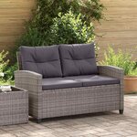 vidaXL Canapé 2 places de jardin et coussins Gris 124cm Résine tressée
