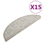 vidaXL Tapis de marches d'escalier 15 Pièces Gris clair 56x17x3 cm