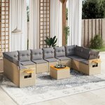 vidaXL Salon de jardin 11 Pièces avec coussins beige résine tressée