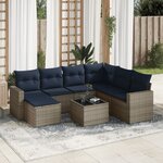 vidaXL Salon de jardin 8 Pièces avec coussins gris résine tressée