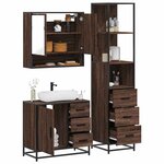 vidaXL Ensemble de meubles de salle de bain 3 Pièces Chêne marron