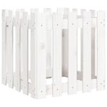 vidaXL Jardinière avec design de clôture blanc 50x50x50 cm pin massif