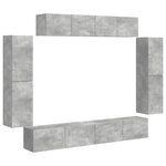 vidaXL Meuble TV 8 Pièces Gris béton
