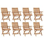 vidaXL Chaises pliables de jardin lot de 8 Bois de teck solide
