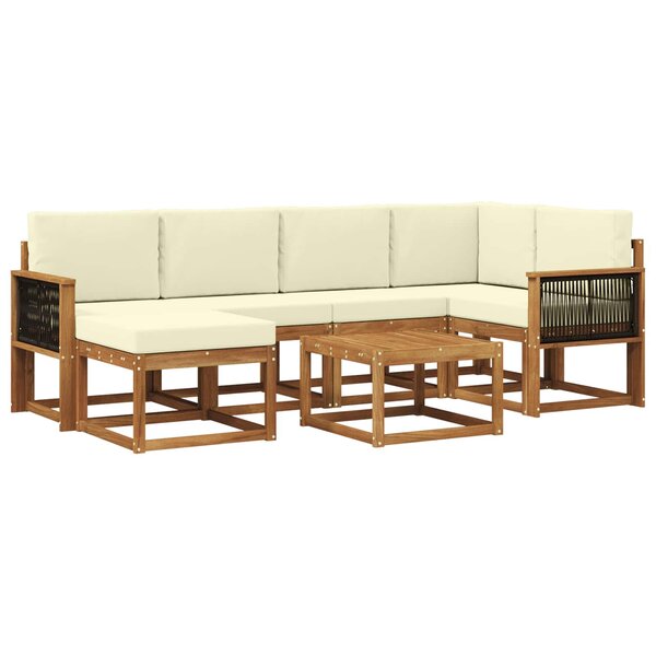 vidaXL Ensemble de canapés d'extérieur 7 pc Naturel et Crème