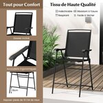 Bistrot pour patio 3 pièces table et chaises pliantes de bar de jardin avec plateau de table dpc trou pour parasol et repose-pieds 20_0007921