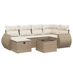 vidaXL Salon de jardin avec coussins 7 Pièces beige résine tressée