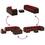 vidaXL Salon de jardin avec coussins 8 Pièces marron résine tressée