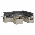 vidaXL Salon de jardin avec coussins 7 Pièces gris clair résine tressée