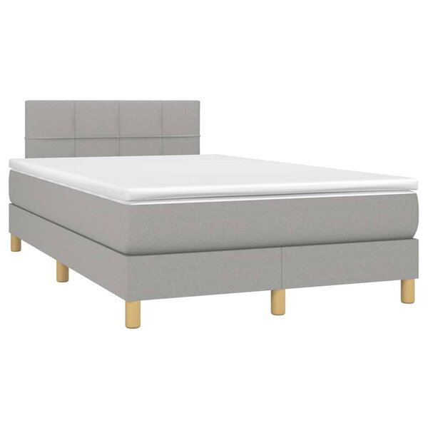 vidaXL Sommier à lattes de lit et matelas gris clair 120x190 cm tissu