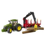 Bruder 03154 - John Deere 7R avec remorque forestière et 4 troncs d'arbre