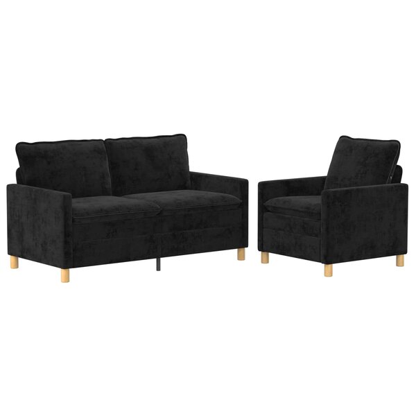 vidaXL Ensemble de Canapés 2 Pièces Noir Polyester
