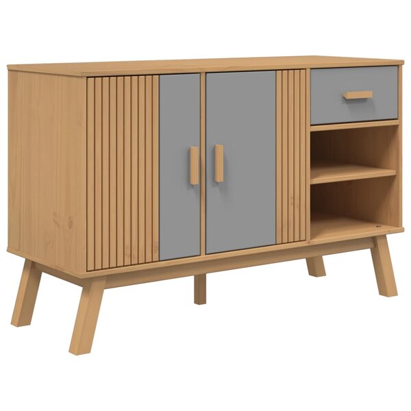 vidaXL Buffet OLDEN gris et marron 114x43x73 5 cm bois massif de pin