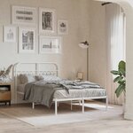 vidaXL Cadre de lit métal sans matelas et tête de lit blanc 120x200 cm