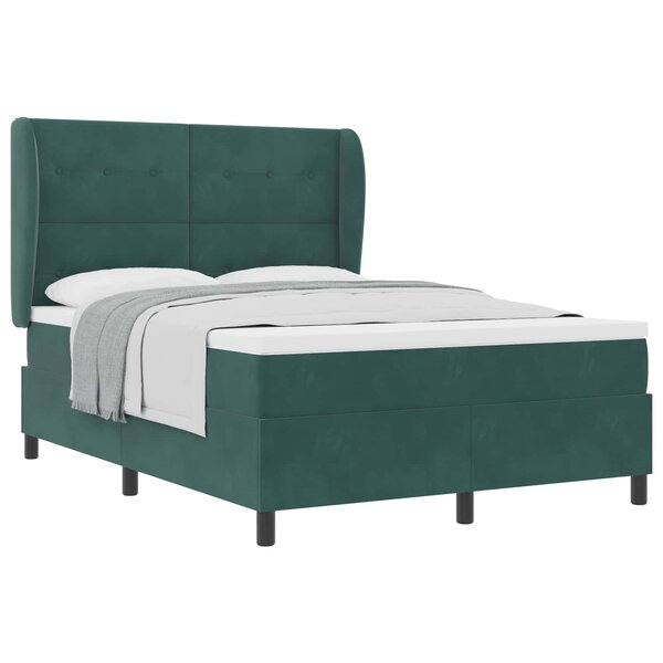 vidaXL Lit à ressorts avec matelas Vert foncé 200 x 160 cm Polyester