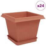 vidaXL Pots de plantes 24 Pièces Rouge brique 20 x 20 x 16 cm Plastique