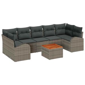 vidaXL Ensemble de canapé de jardin 8 Pièces Gris