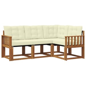 vidaXL Ensemble de canapés d'extérieur 4 pc Naturel et Crème