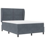 vidaXL Lit à ressorts avec matelas gris foncé  140 x 190 cm  en velours