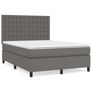 vidaXL Sommier à lattes de lit avec matelas Gris 140x190 cm Similicuir