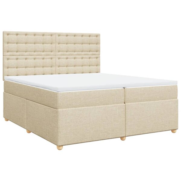 vidaXL Sommier à lattes de lit avec matelas Crème 200x200 cm Tissu