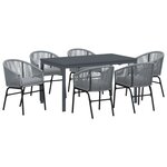 vidaXL Ensemble de salle à manger de jardin de 7 pièces avec coussins Gris Poly Rotin