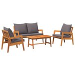 vidaXL Ensemble bistrot avec coussin 4 Pièces Marron Bois d'Acacia Massif