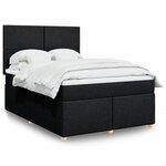 vidaXL Sommier à lattes de lit avec matelas Noir 160x200 cm Tissu