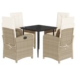 vidaXL Ensemble à manger de jardin avec coussins 5Pièces Beige poly rotin