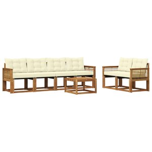 vidaXL Ensemble de canapés d'extérieur 7 pc Naturel et Crème