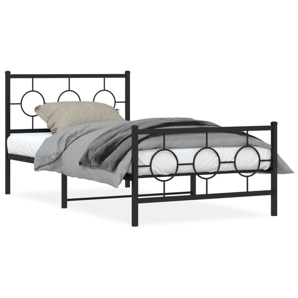 vidaXL Cadre de lit métal sans matelas avec pied de lit noir 100x190cm
