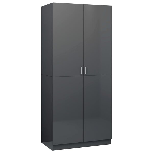vidaXL Garde-robe Gris brillant 90x52x200 cm Aggloméré