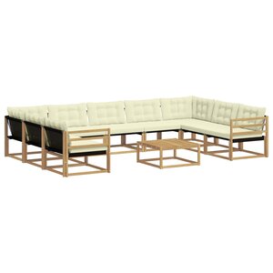 vidaXL Ensemble de canapés d'extérieur 10 pc Blanc et crème