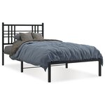 vidaXL Cadre de lit métal sans matelas avec tête de lit noir 90x190 cm